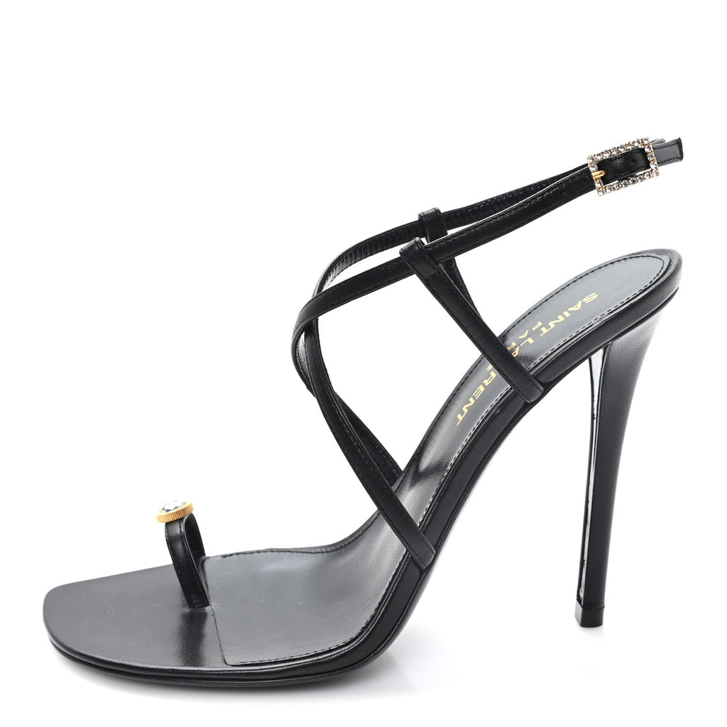 Saint Laurent Calfskin Women's Egado Date 110 Sandals 35 Black