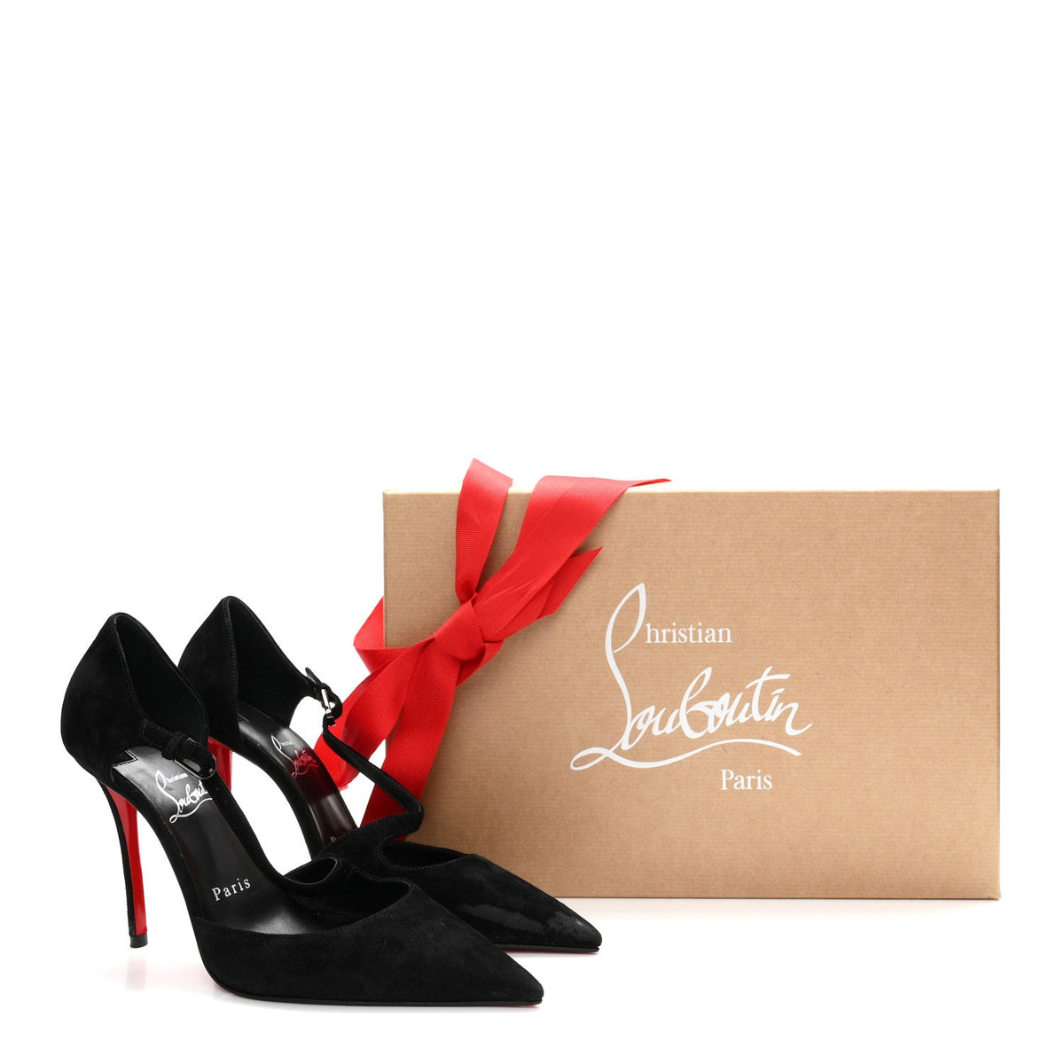 Christian Louboutin Suede Women's Miss Ziggyta 100 Pumps 36.5 Black