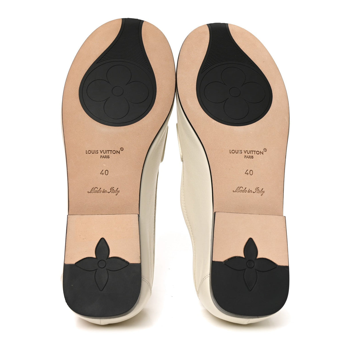 Louis Vuitton Lambskin Women's Soho Flat Loafers 40 Ecru White