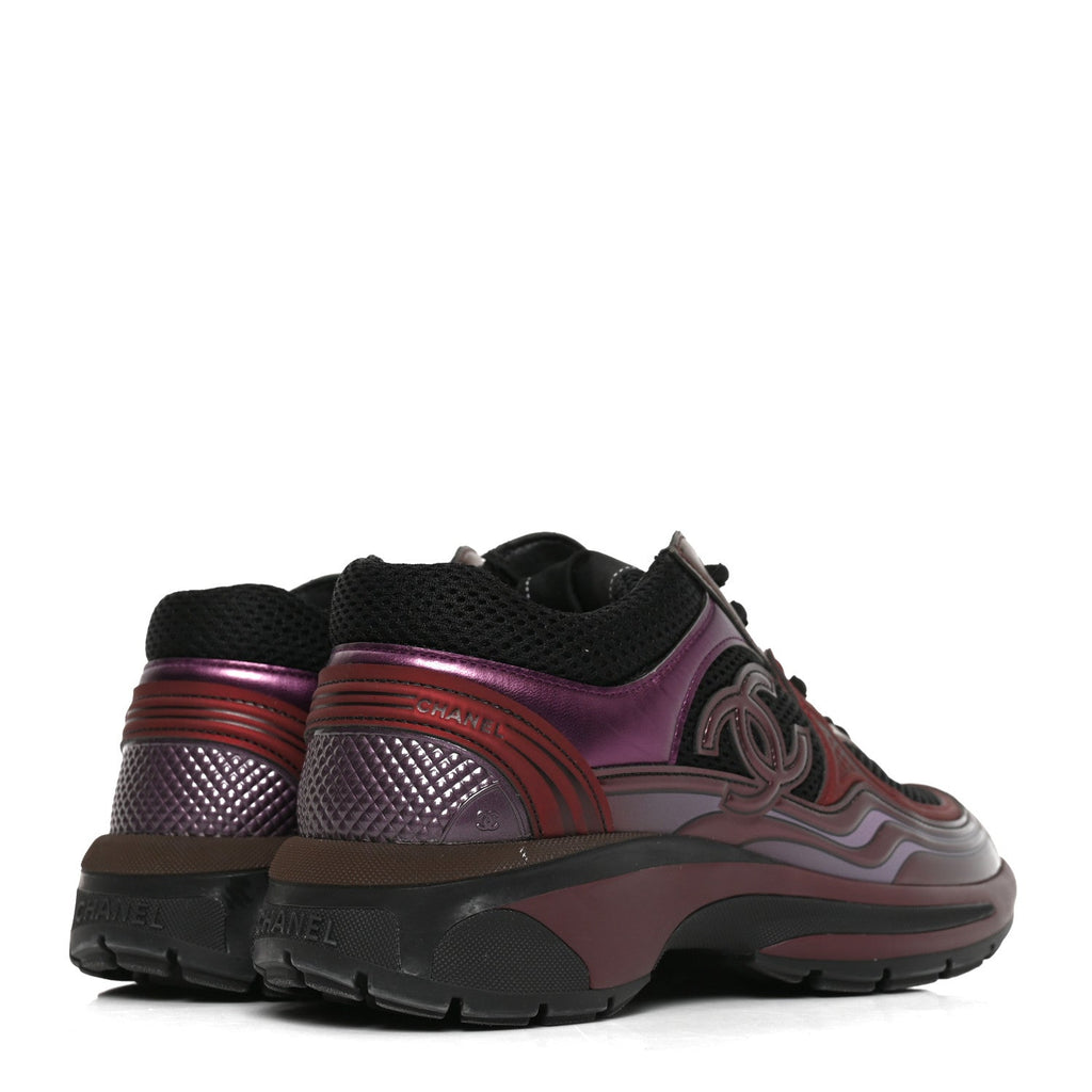Chanel Fabric Laminated Calfskin Stretch CC Women's Sneakers