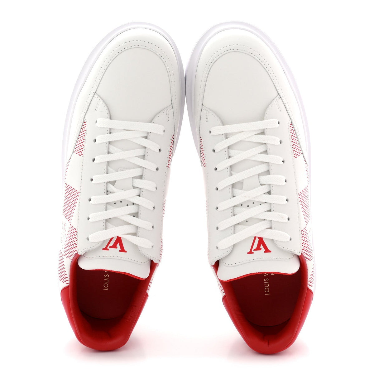 Louis Vuitton Damier Calfskin Men's Beverly Hills Sneakers 8 White Rouge