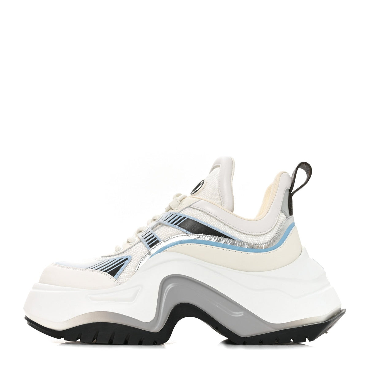 Louis Vuitton Calfskin Technical Nylon Women's LV Archlight Sneakers 38 White Blue Gris