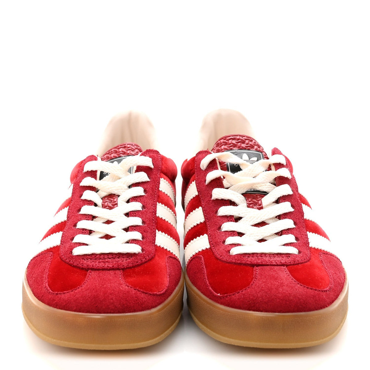 Gucci Velvet Suede Men's Gazelle Sneakers 8.5 Vulcanic Red Off White Hibiscus Red