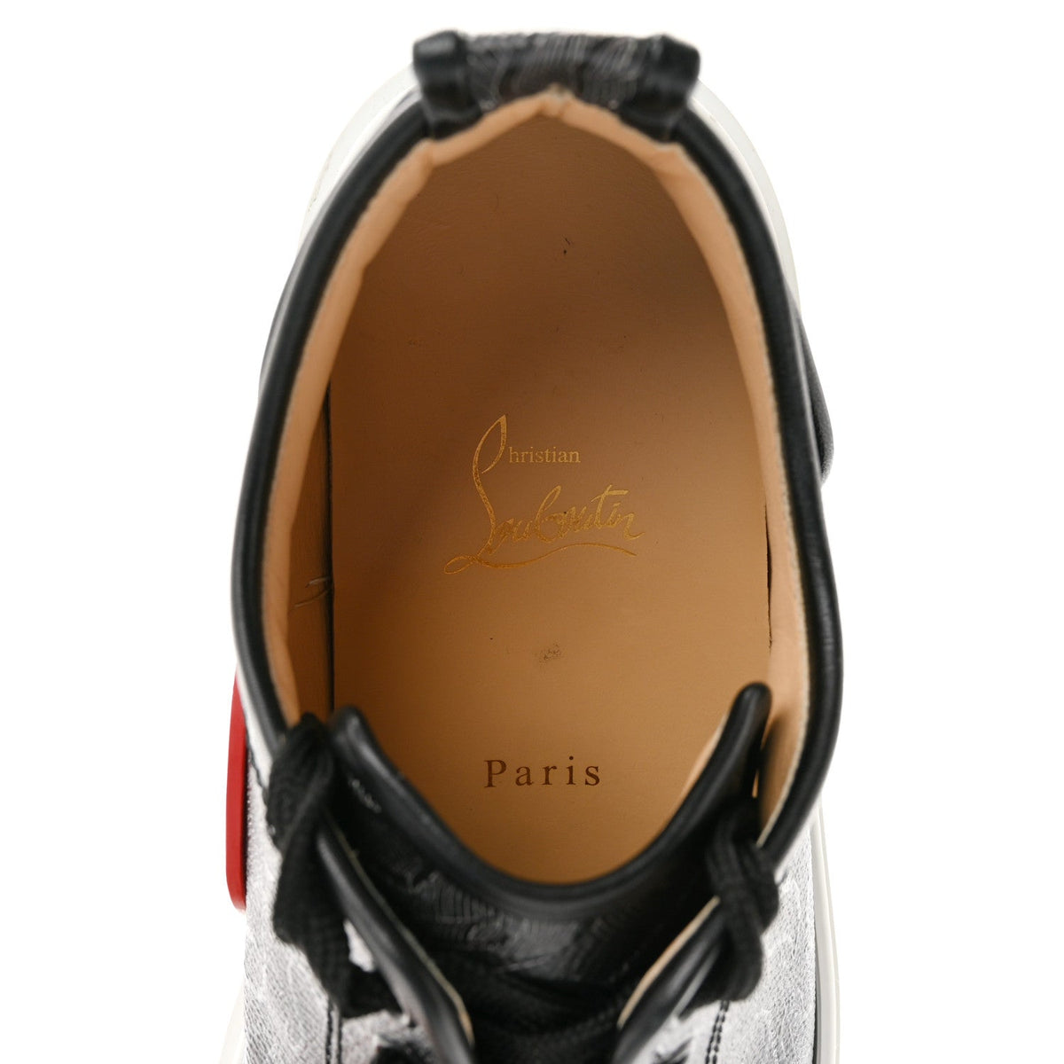 Christian Louboutin Toile Monogram Nappa Men's Adolon Junior Flat Sneakers 42 Black