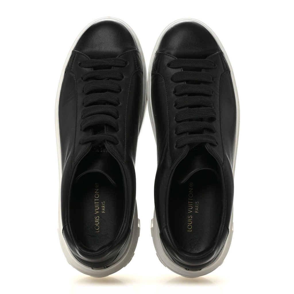 Louis Vuitton Calfskin Women's Time Out Sneakers 38.5 Black