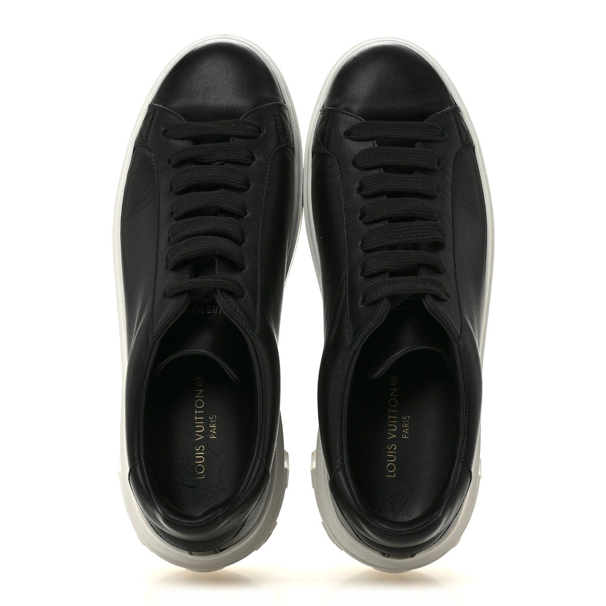 Louis Vuitton Calfskin Women's Time Out Sneakers 38.5 Black
