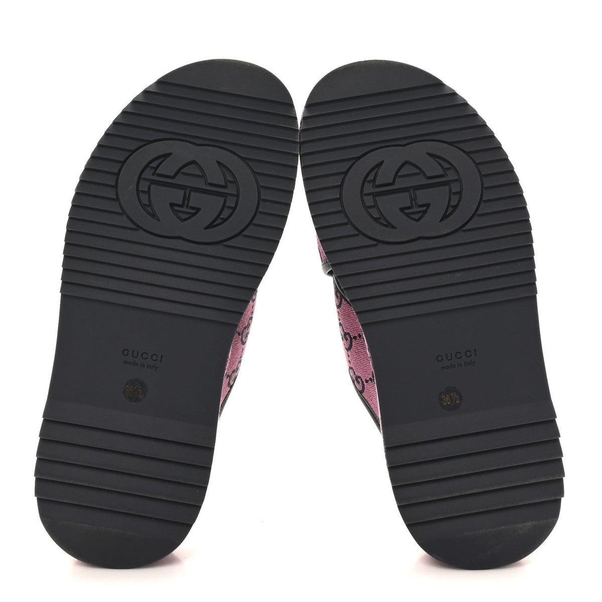 Gucci Canvas Women's Monogram Multicolor Criss Cross Platform Slide Sandals 36.5 Pink Blue