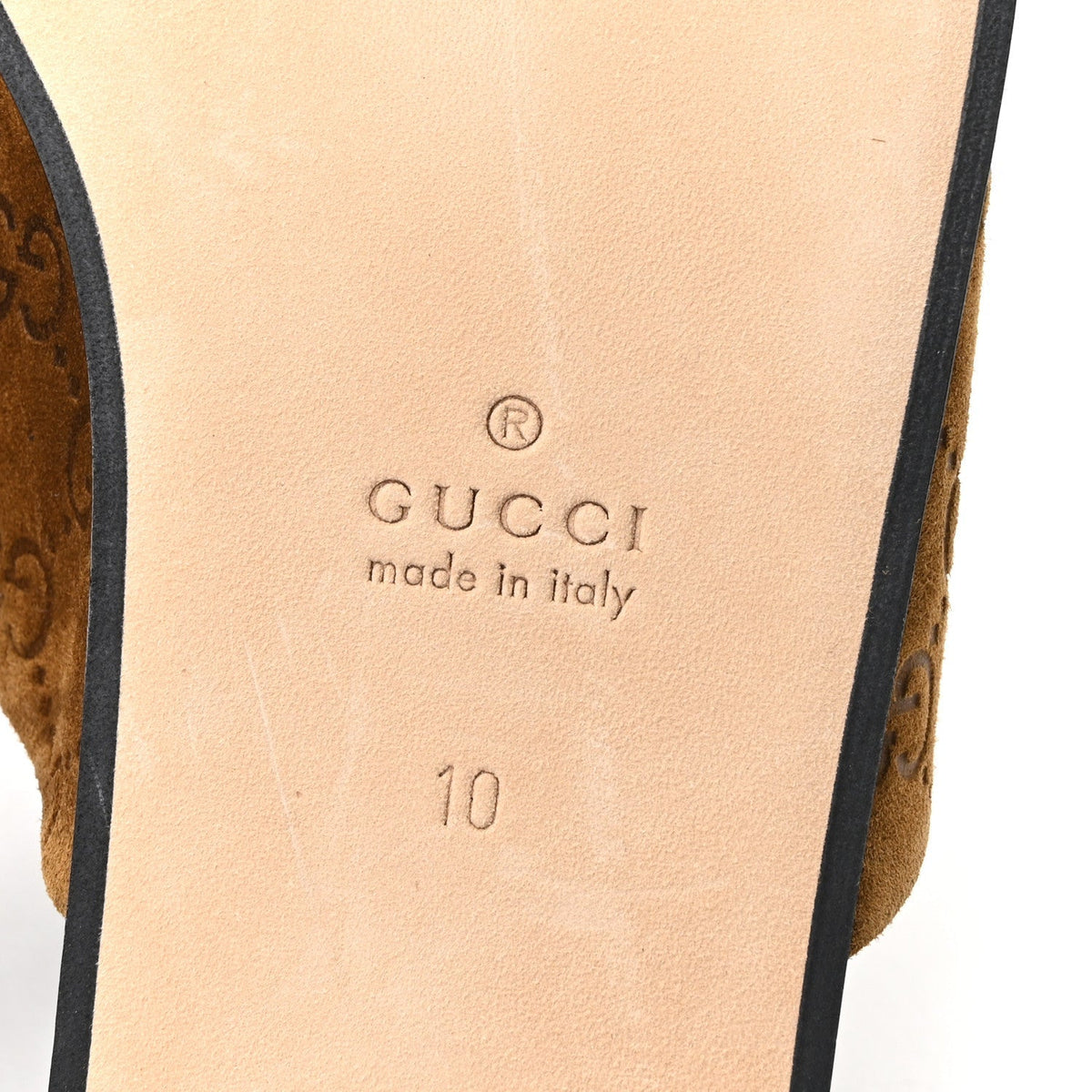 Gucci Suede Cachemire Monogram Men's Princetown Slippers 10 Pepper Brown