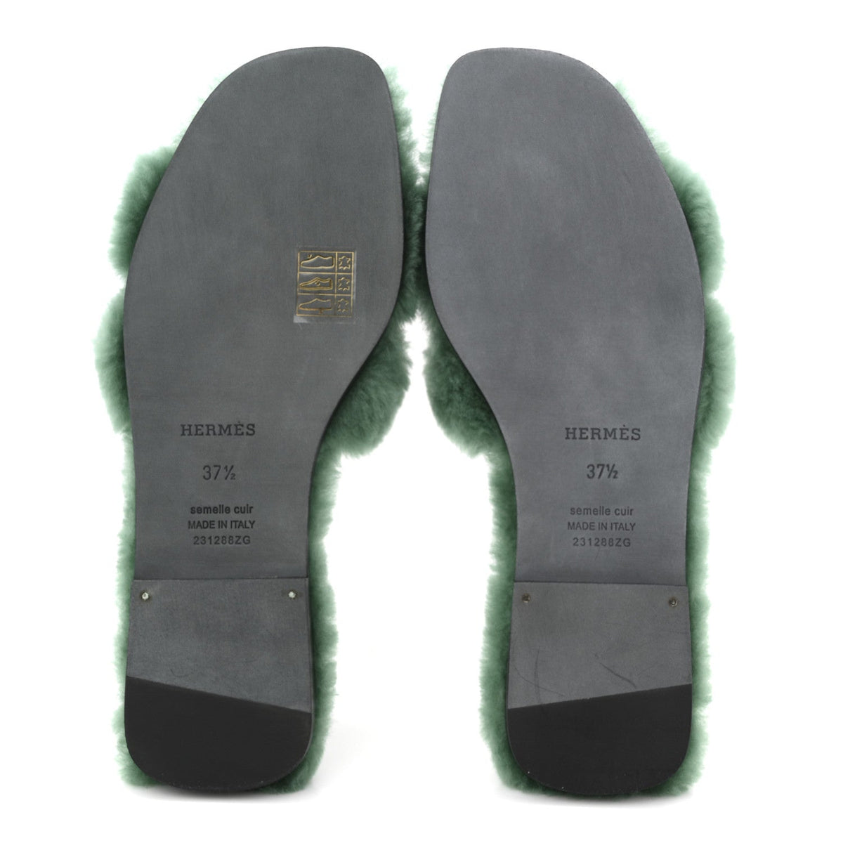 Hermes Woolskin Oran Women's Sandals Vert Anglais