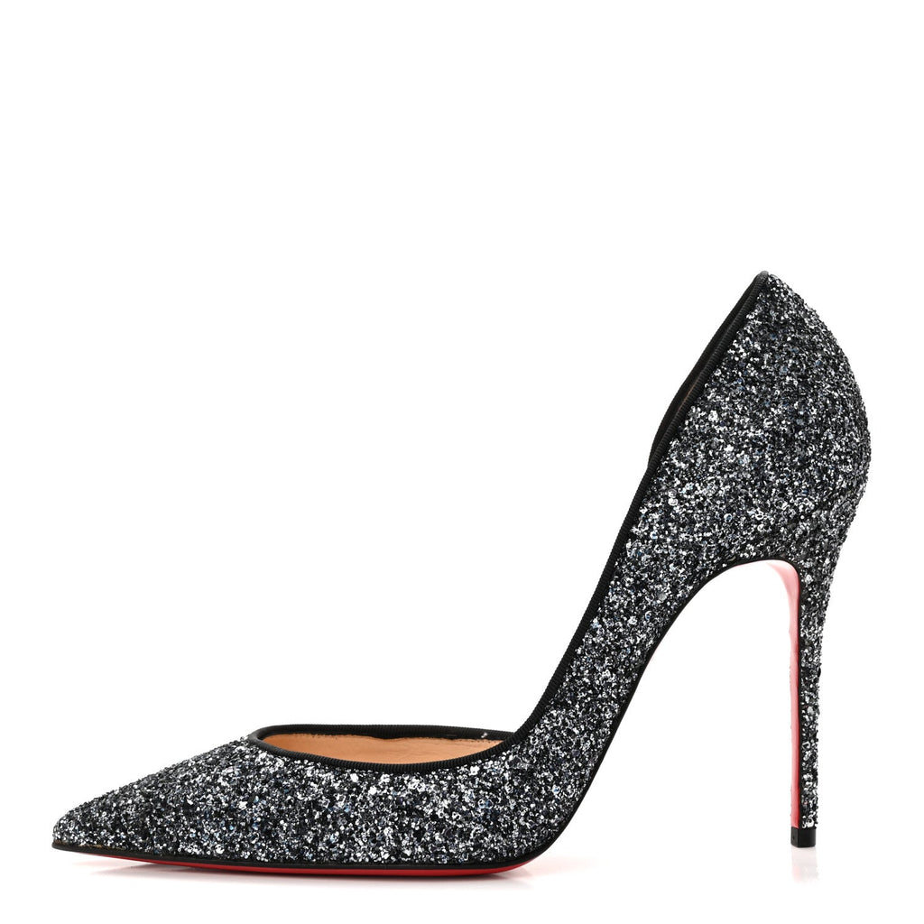 Christian Louboutin Glitter Fabric Women's Iriza 100 Pumps 38 Black