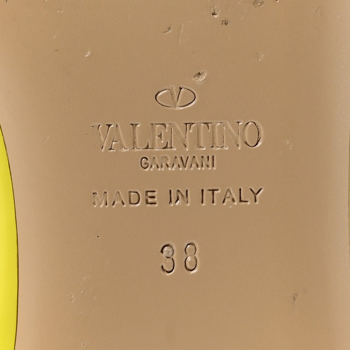 Valentino Garavani Patent Leather Women's Rockstud Flats 38 Acid Yellow