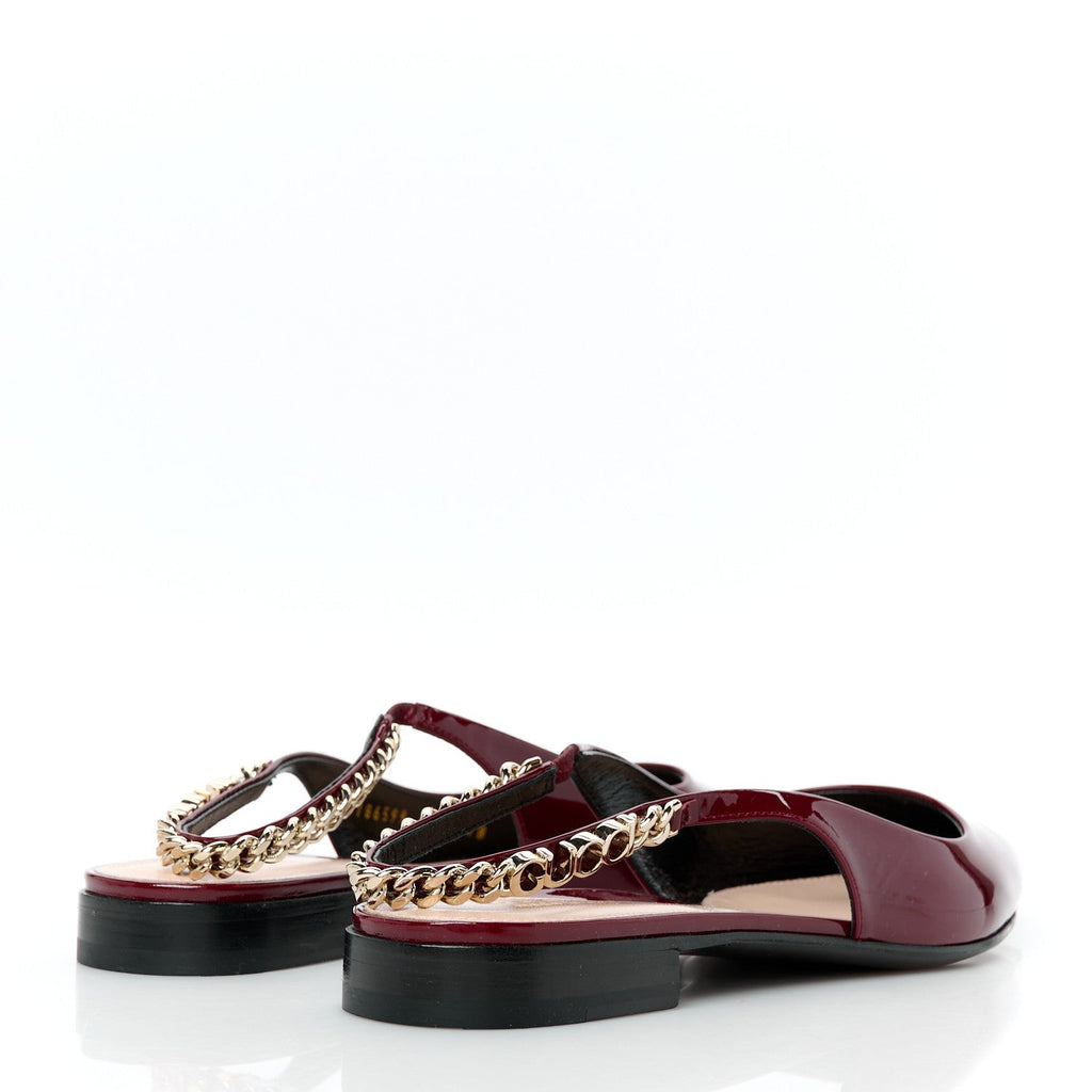 Gucci Patent Women's Signoria Slingback Ballet Flats 36.5 Rosso Ancora
