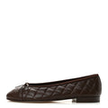 Chanel Lambskin Quilted CC Women's Ballerina Flats 38 Dark Brown