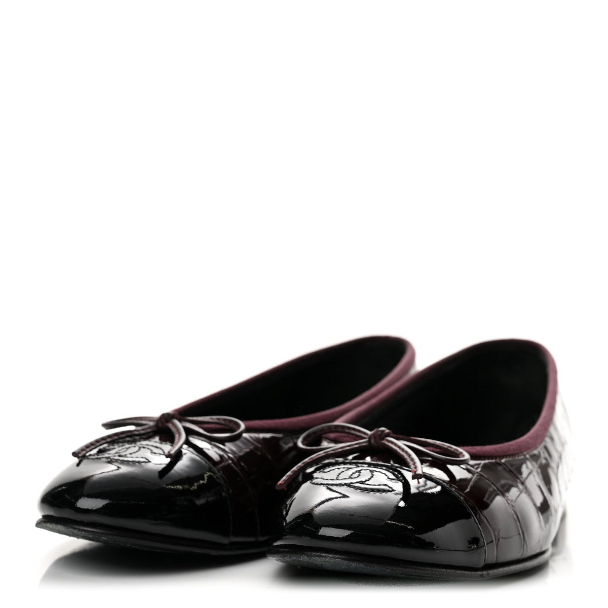 Chanel Embossed Cap Toe CC Ballerina Women's Shoes