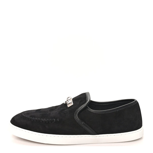 Hermes Suede Goatskin Nappa Women's Jour Loafers 38 Black