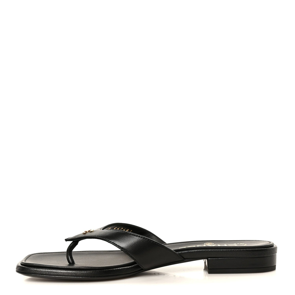 Lambskin CC Thong Sandals Black