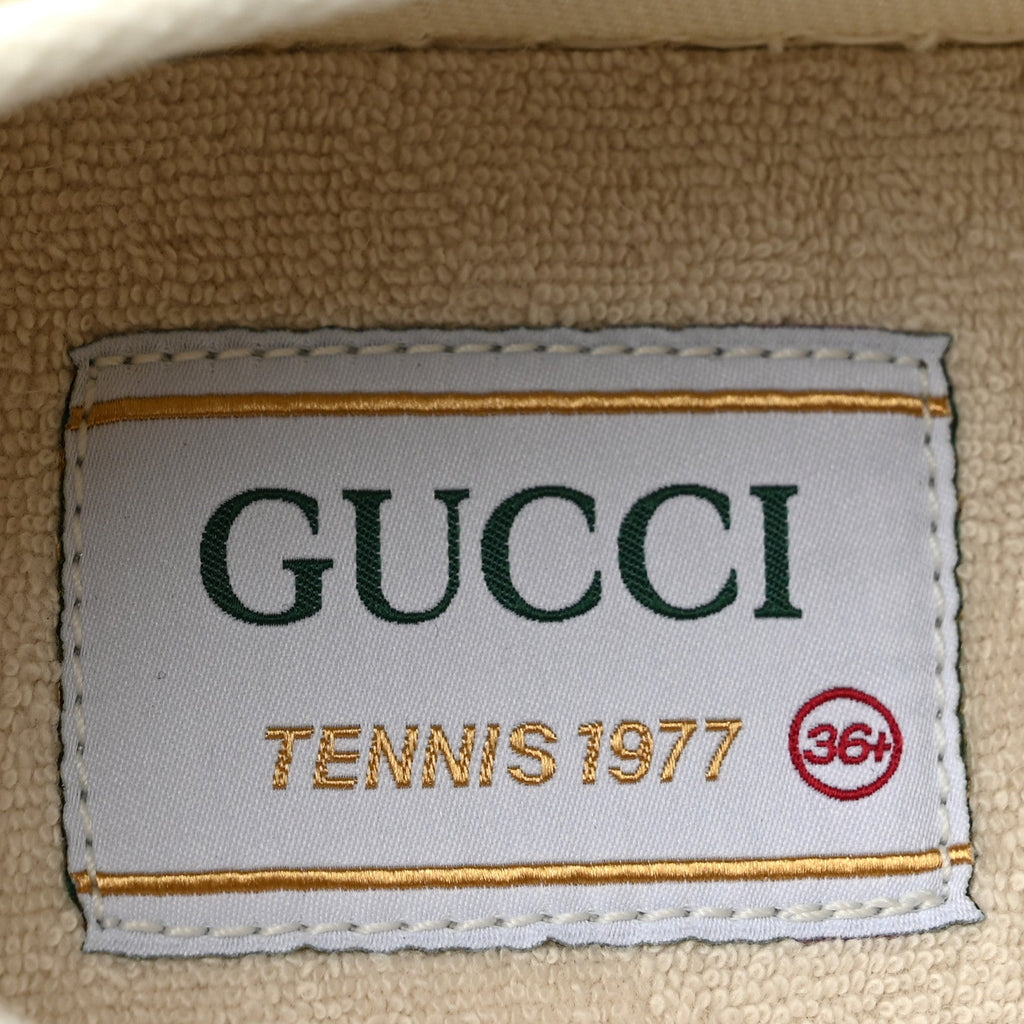 Gucci Monogram Canvas Women's 1977 Tennis Platform 52mm Sneakers 36.5 Beige Ebony Mystic White