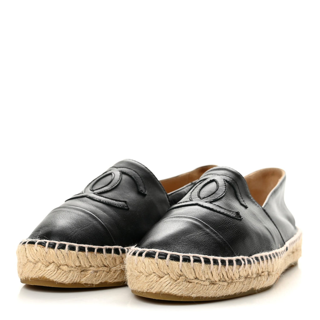 Chanel Lambskin Women's CC Espadrilles 36 Black
