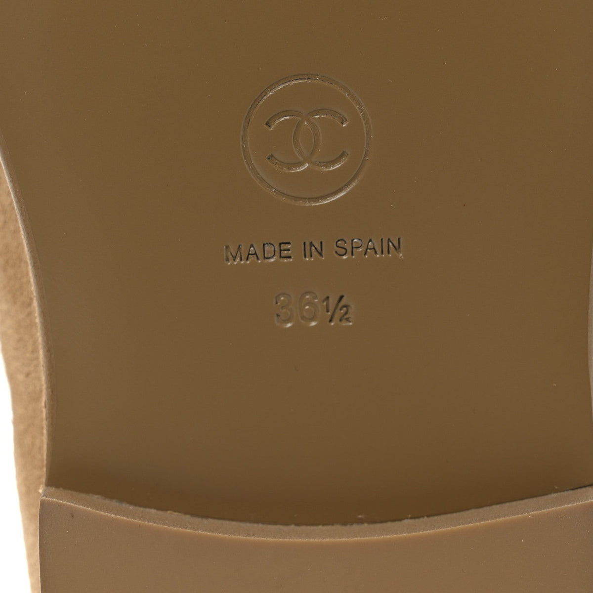 Chanel Suede Calfskin Women's CC Loafers 36.5 Dark Beige