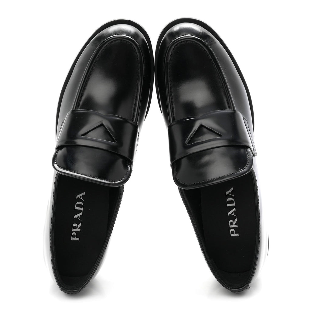 Prada Spazzolato Women's Loafers 38.5 Black