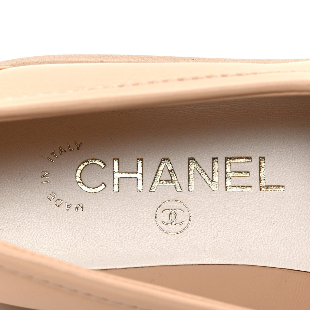 Chanel Lambskin Quilted CC Turnlock Beige Women's Moccasins