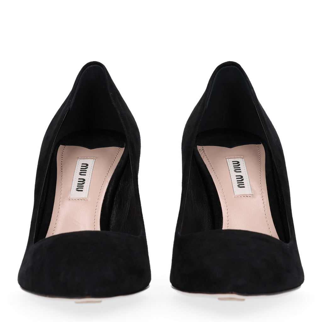 Miu Miu Suede Women's Crystal Pumps 37 Black