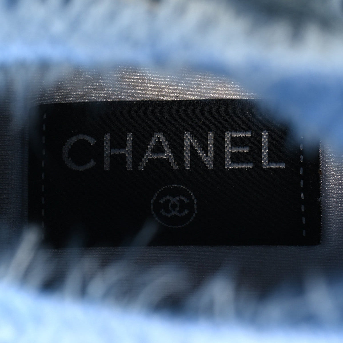 Chanel Suede Calfskin Stretch Fabric CC Women's Sneakers 40.5 Light Blue