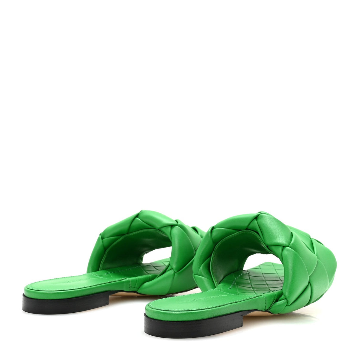 Bottega Veneta Nappa Women's Maxi Intrecciato Lido Flat Sandals 36 Grass