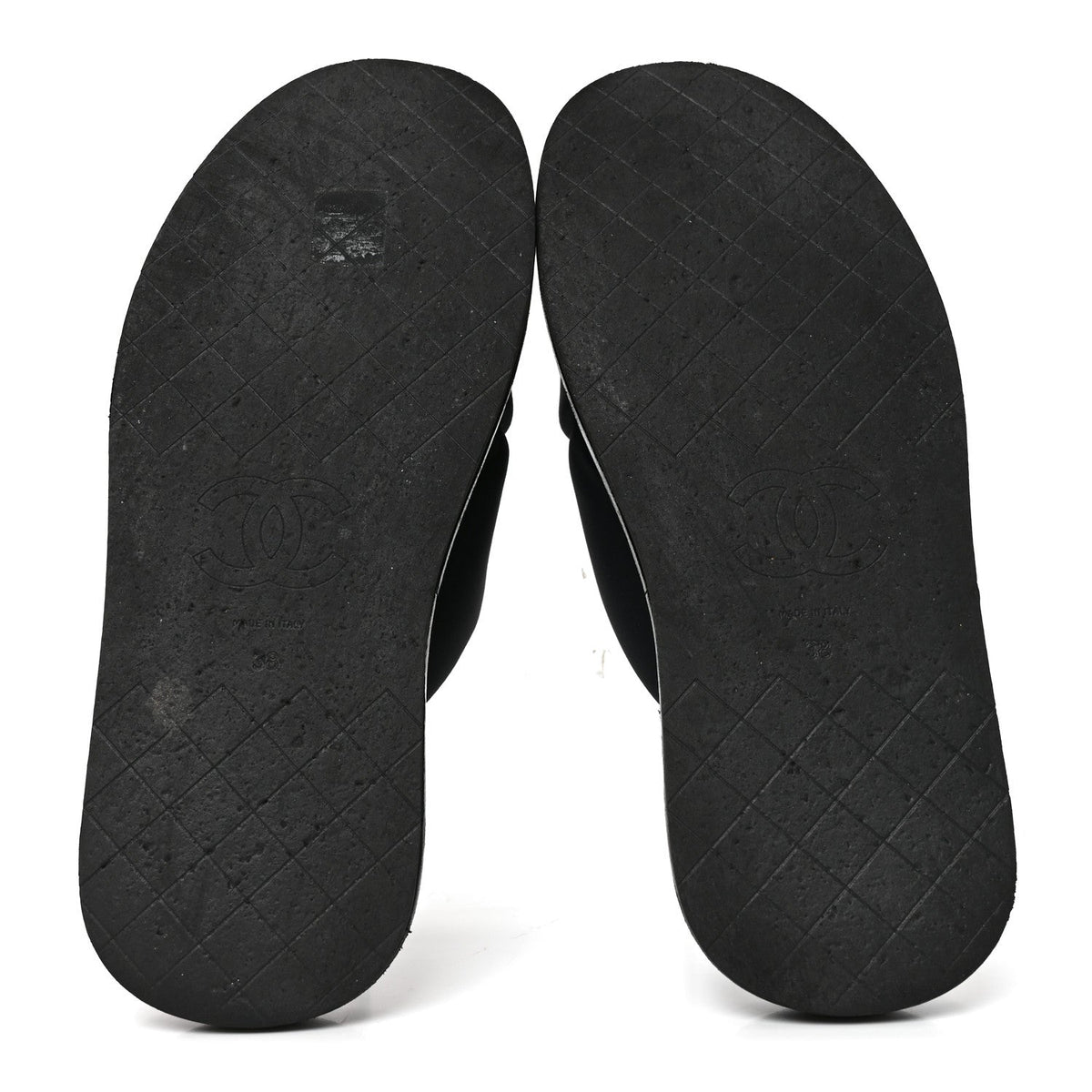 Chanel Fabric Women's CC Mules Sandals 38 Black