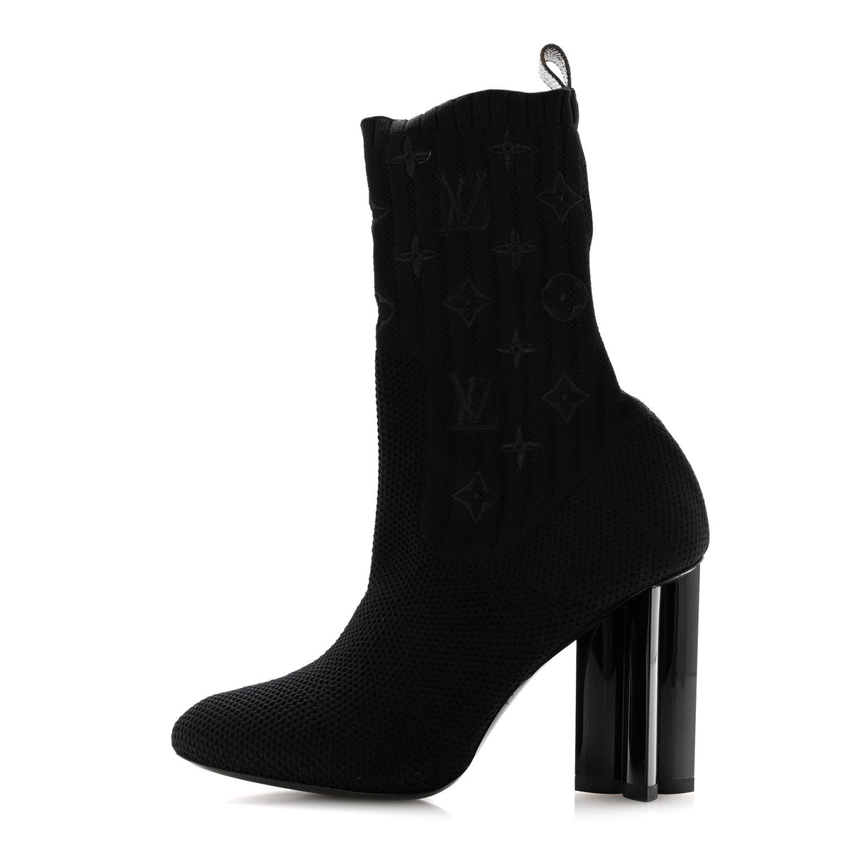 Monogram Stretch Fabric Silhouette Ankle Boots Black