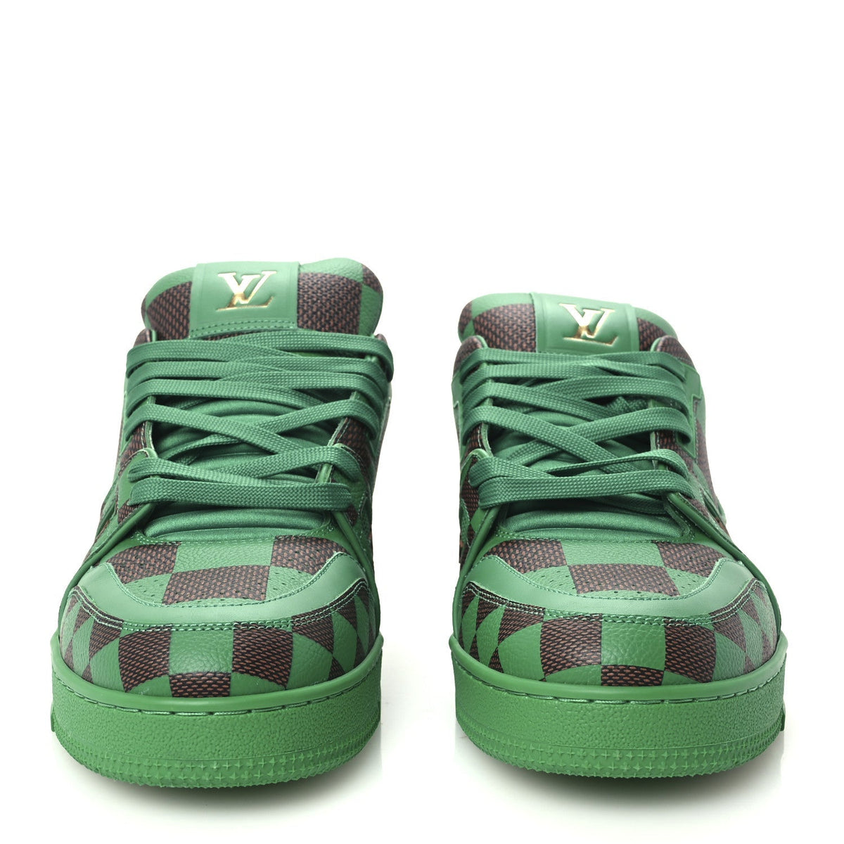 Louis Vuitton Damier Pop Grained Calfskin Men's LV Trainer Sneakers Green