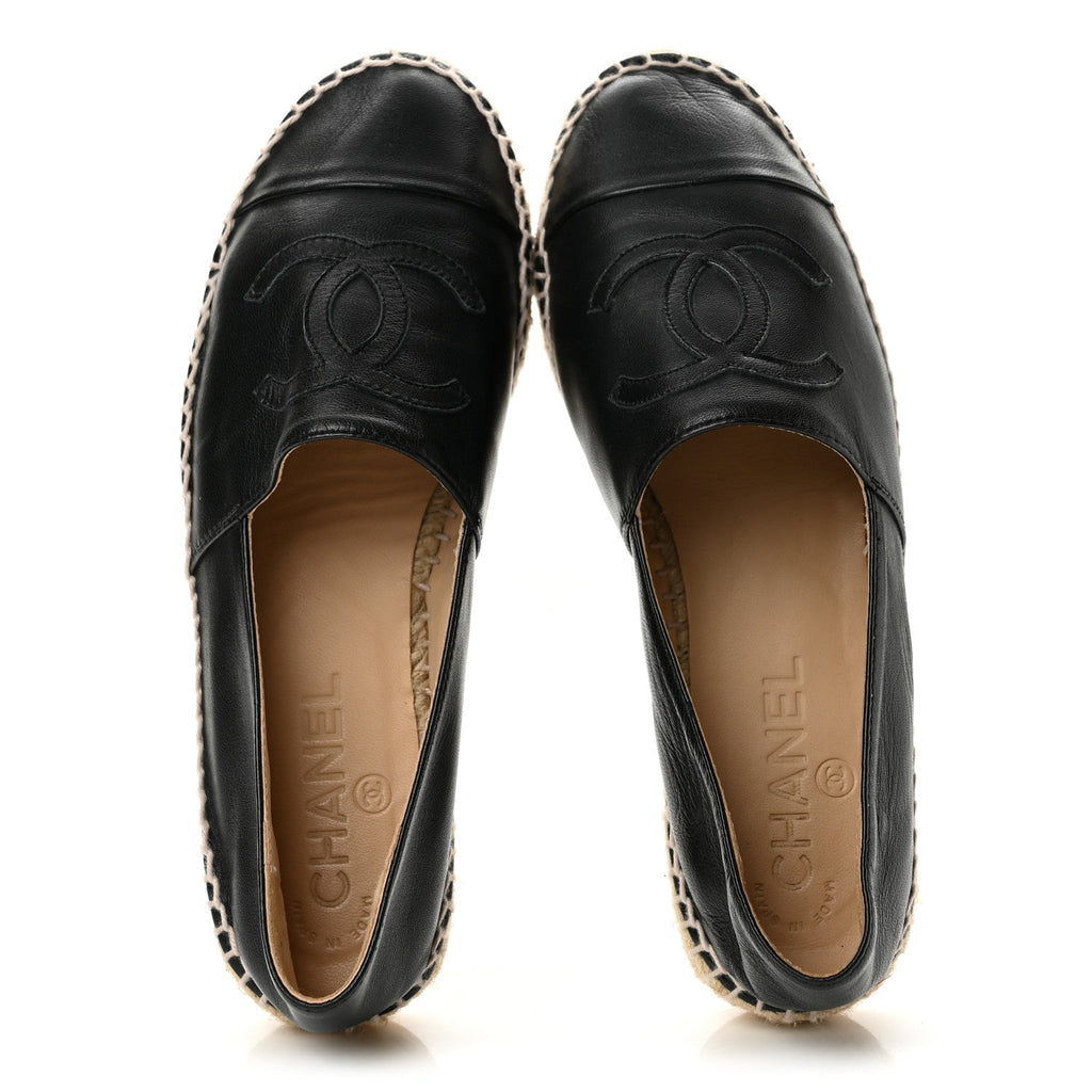Chanel Lambskin Women's CC Espadrilles 36 Black