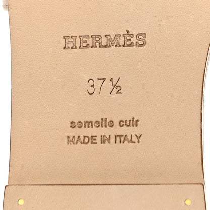 Hermes Box Calfskin Oran Women's Sandals Camel