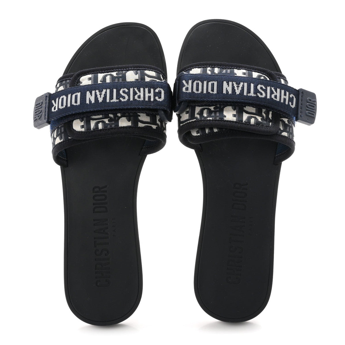 Christian Dior Nylon Women's Oblique Dio(r)evolution Slide Sandals 39 Deep Blue