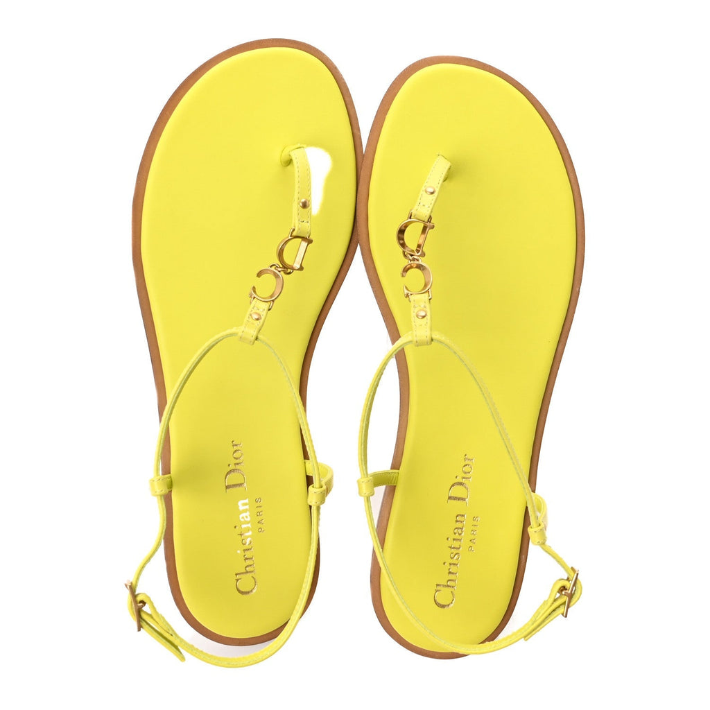 Christian Dior Calfskin Women's C'est Dior Sandals 37 Yellow