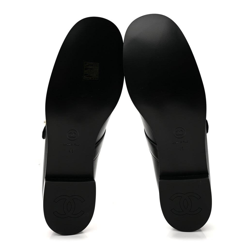 Chanel Calfskin Patent Women's Mary Janes Flats Black