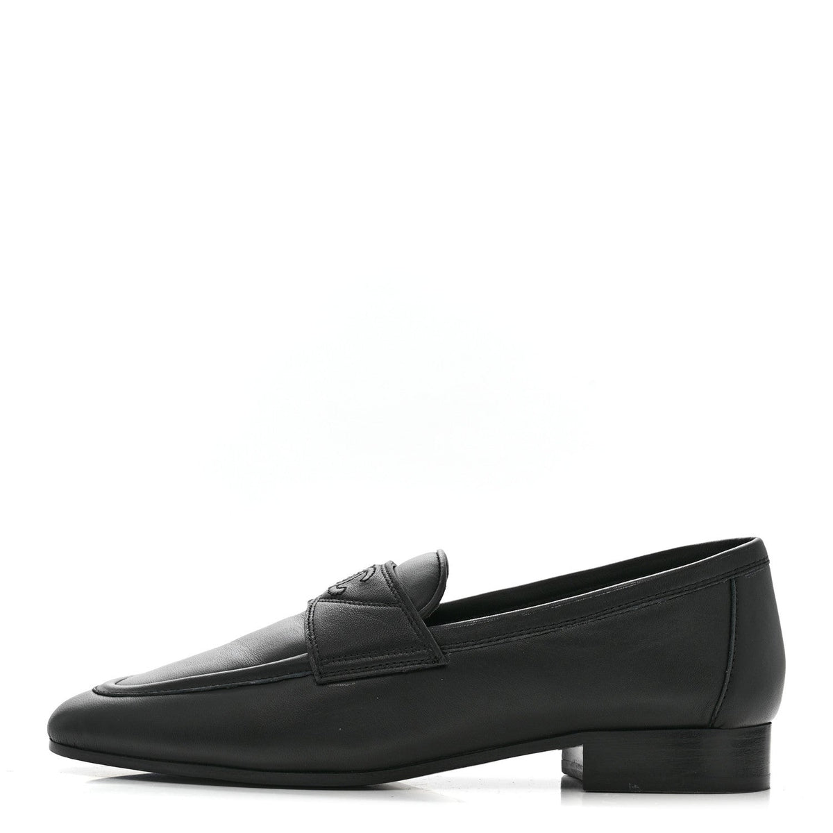 Chanel Lambskin Women's Stitched CC Loafers 35 Black