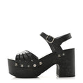 Goatskin Studded Platform Sandals Black