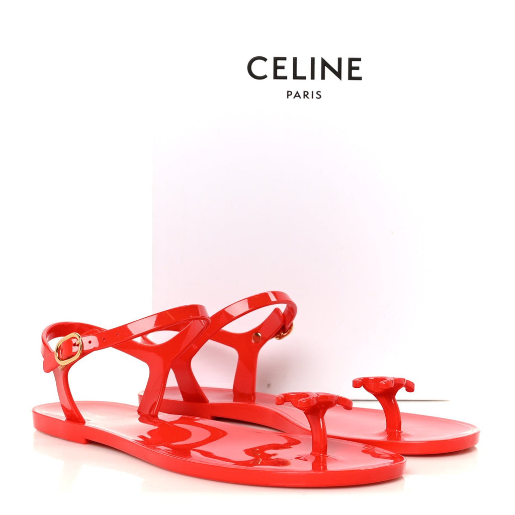 Celine PVC Women's Jelly Bay Sandals 39 Ultra Red