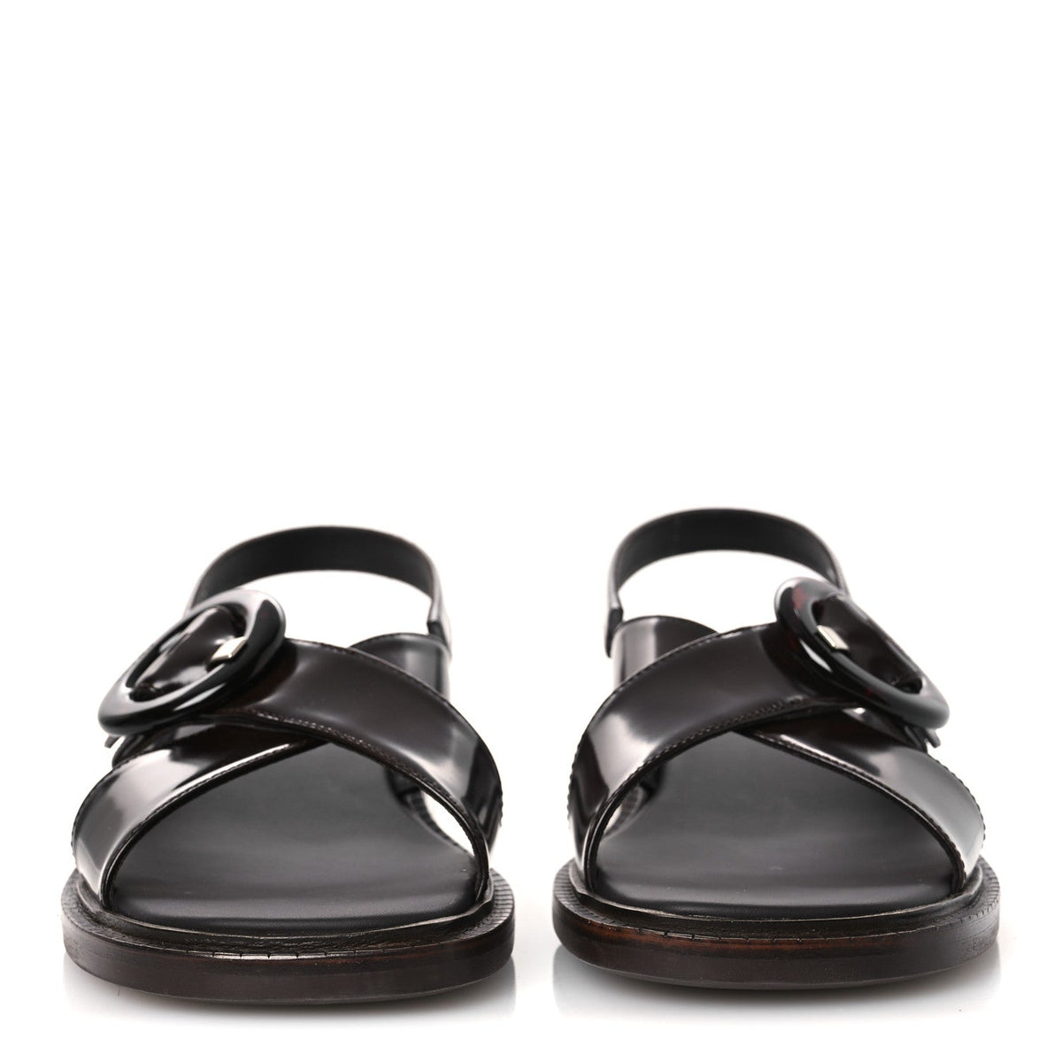 Prada Spazzolato Fume Re-Edition 1996 Women's Buckle Sandals 41 Bruciato