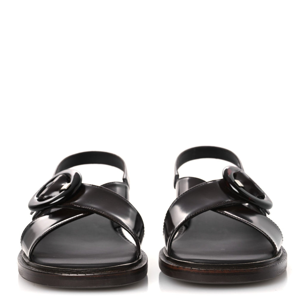 Prada Spazzolato Fume Women's Re-Edition 1996 Buckle Sandals 41 Bruciato