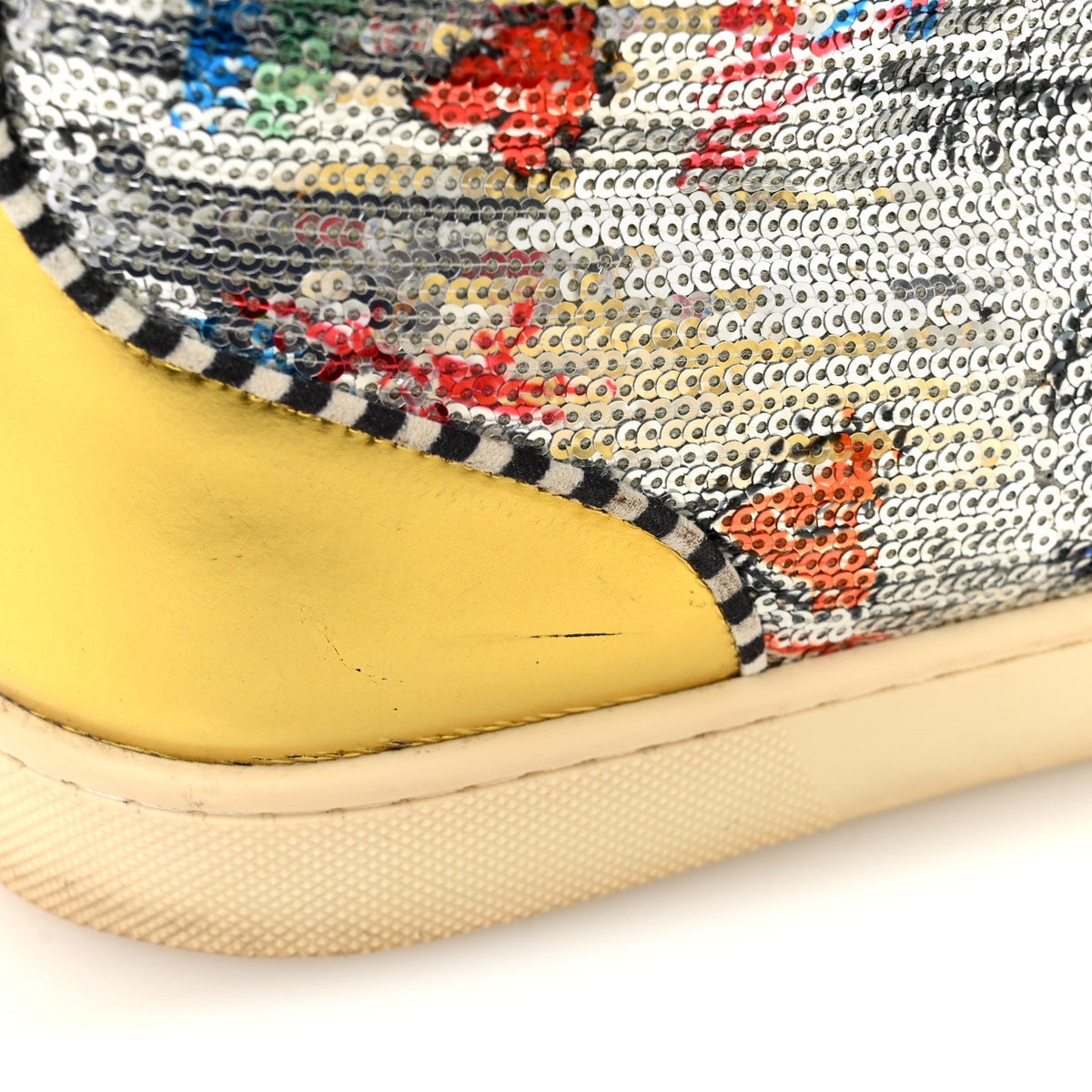 Christian Louboutin Patent Flash Paillettes Men's Rantus Orlato Sneakers 44 Version Silver