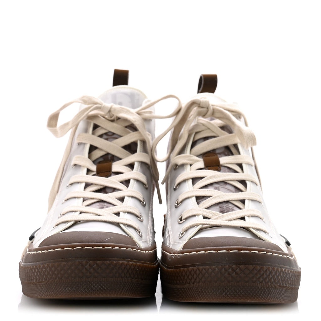Christian Dior Technical Canvas Men's Oblique B23 High Top Sneakers 42 Brown Beige