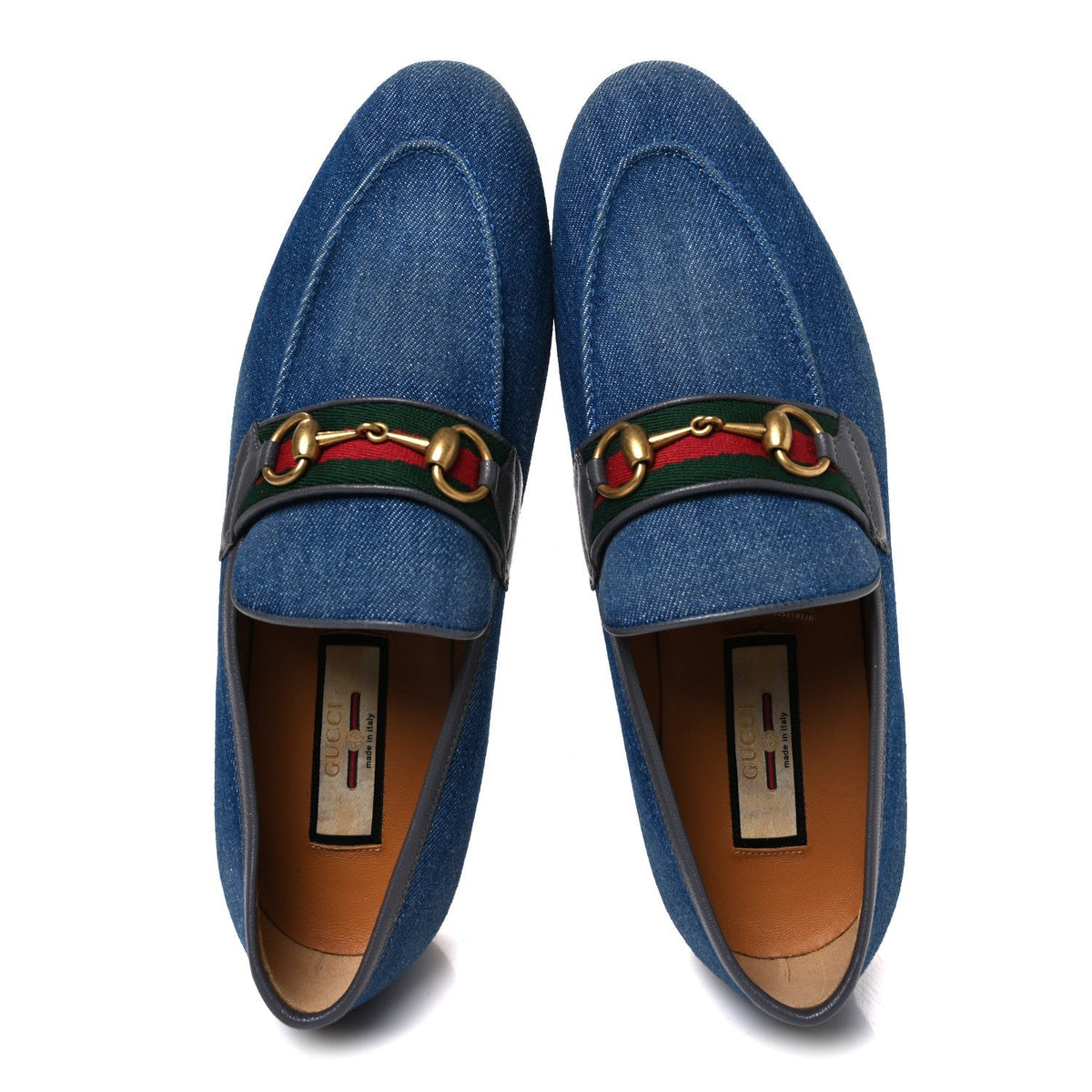 Gucci Denim Web Men's Horsebit Loafers 8 Blue