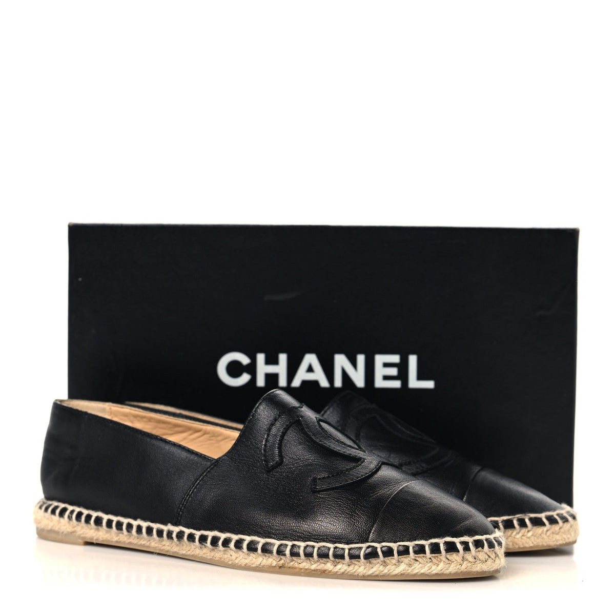 Chanel Lambskin Women's CC Espadrilles 38 Black