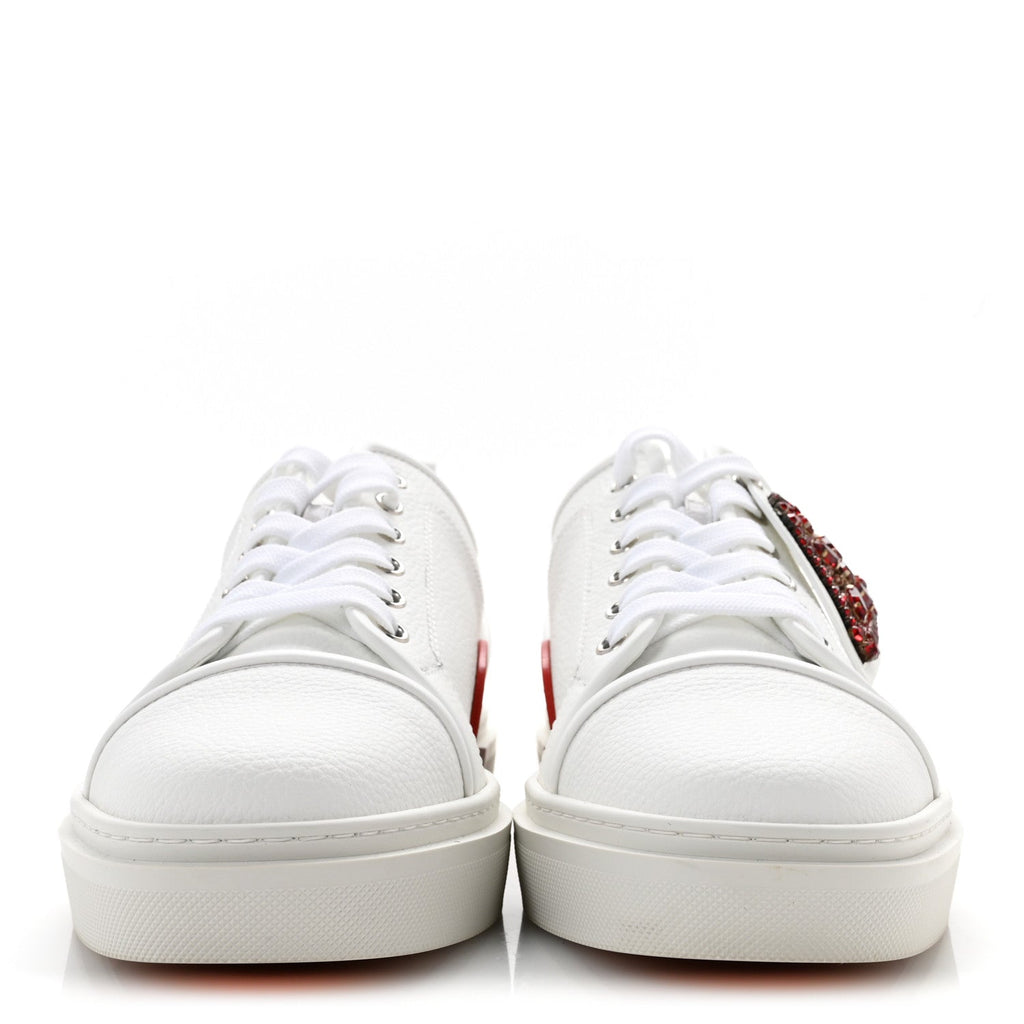 Christian Louboutin Calfskin Men's Adolon Junior Heart Low Top Sneakers 43 White