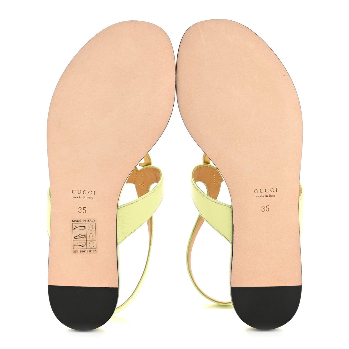 Gucci Calfskin Women's Double G Thong Flat Sandals 35 Pistachio Green