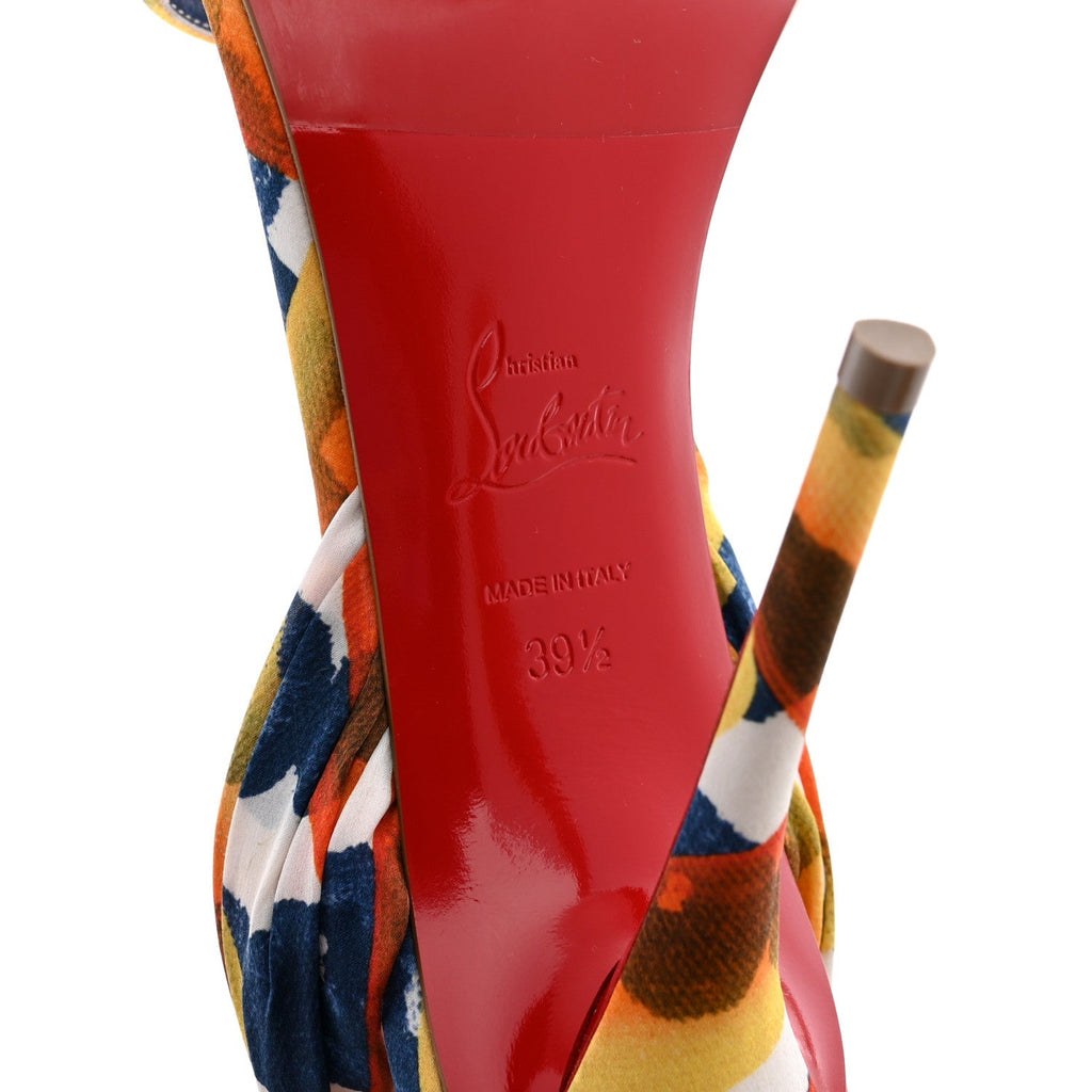 Christian Louboutin Satin Women's Miss Z Du Desert Sandals 39.5 Multicolor