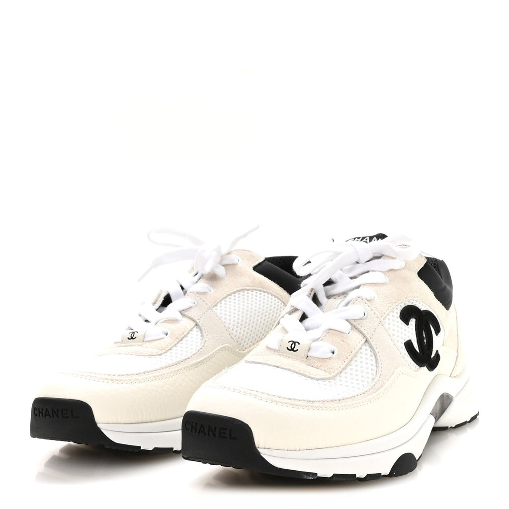 Chanel Mesh Suede Calfskin CC Women's Sneakers