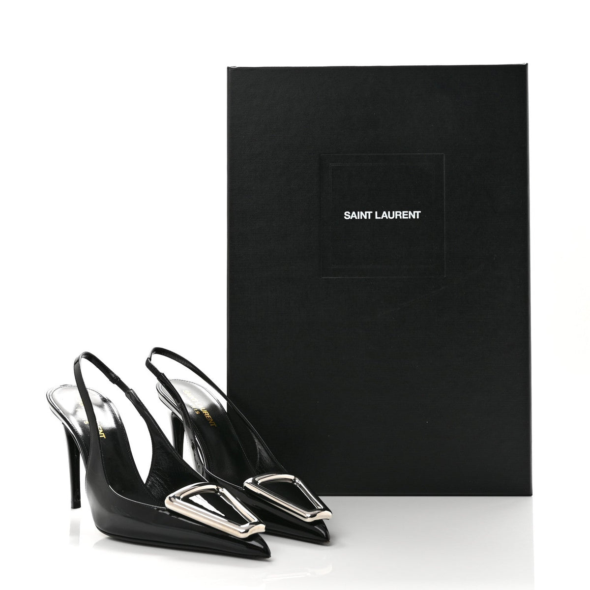 Saint Laurent Patent Women's Grupy Avenue 95 Slingback Pumps 37 Black